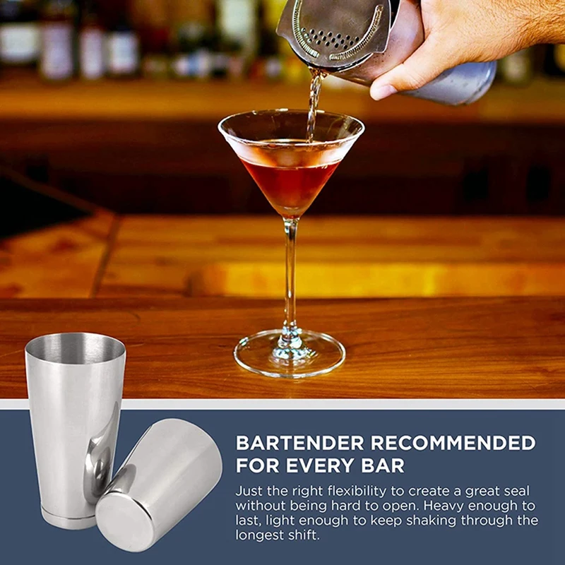 3X Premium Cocktail Shaker Set-Piece Pro Boston Shaker Set. Unweighted Martini Drink Shaker Made From Stainless Steel