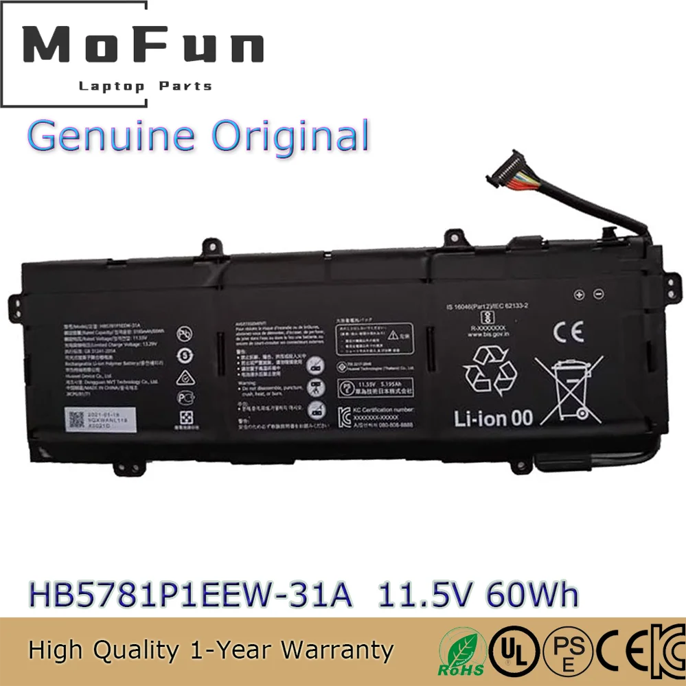 

Оригинальная батарея 60Wh HB5781P1EEW-31A HB5781P1EEW-31C для Huawei MateBook 14s 2021 HKD-W76 HKD-W56