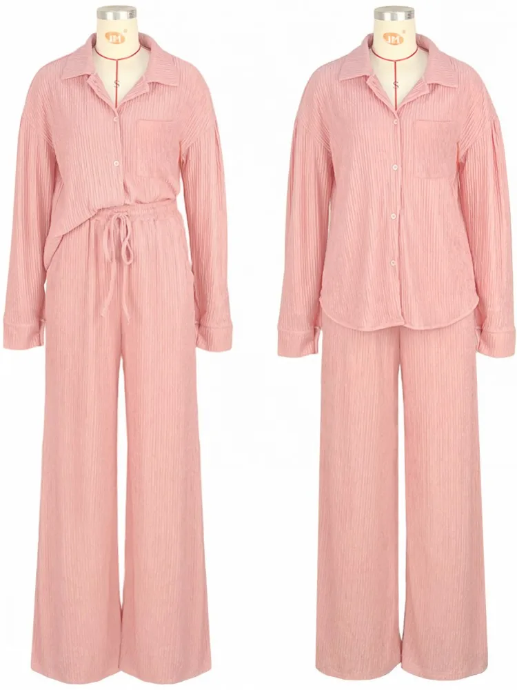 2 pezzi set da donna 2025 estate autunno camicia tinta unita camicetta completo top e pantaloni abiti set da due pezzi tuta outfit