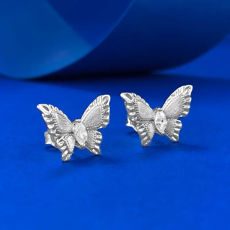 S925 pure silver plant series Gulas dreamy butterfly earrings fashionable and versatile high-end earrings