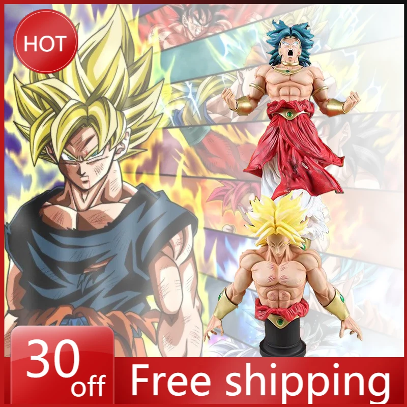 59cm Dragon Ball Anime Figure Broli Double Head Replaceable Cartoon Peripheral Action Figure Desktop Display Holiday Gifts Toys