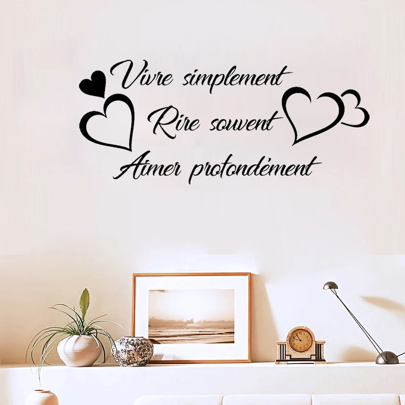 Citation Vivre Simplement Wall Sticker French Quote Wall Decal Living Room Home Decor Poster Vinyl Wall Art Murals Decoration