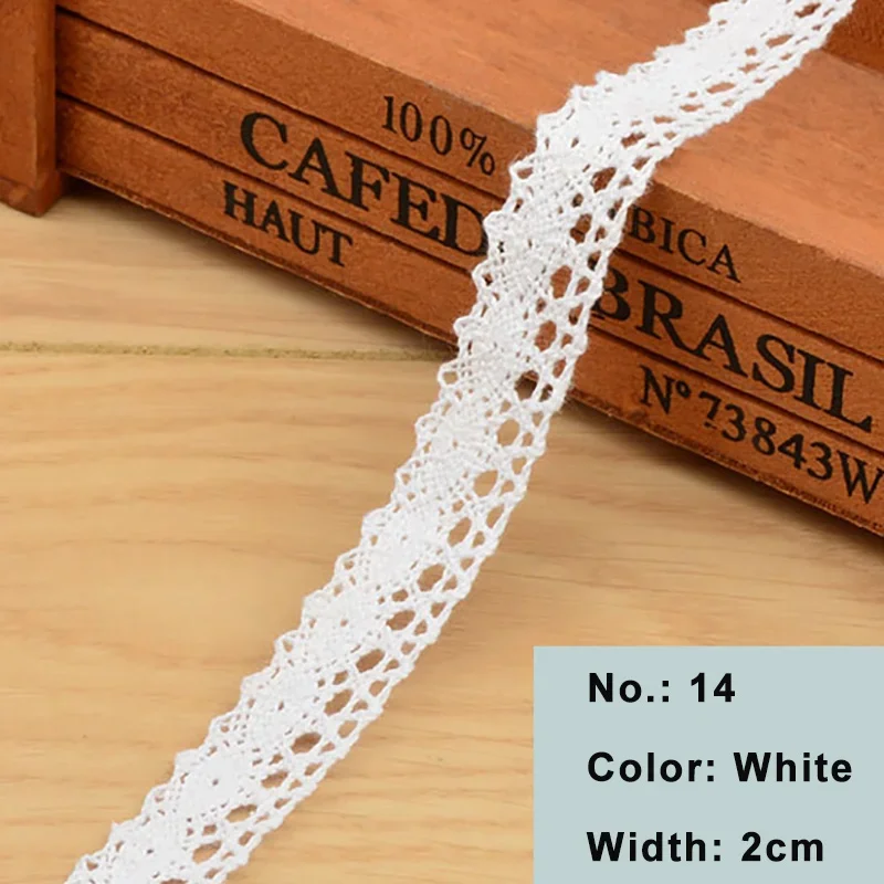 2/5 m Baumwoll-Spitzenbesatz, Vintage-Spitzenband, gehäkelte Baumwollspitze, gewellter Rand, Weiß und Beige, zum Nähen, Basteln, Hochzeitsdekoration