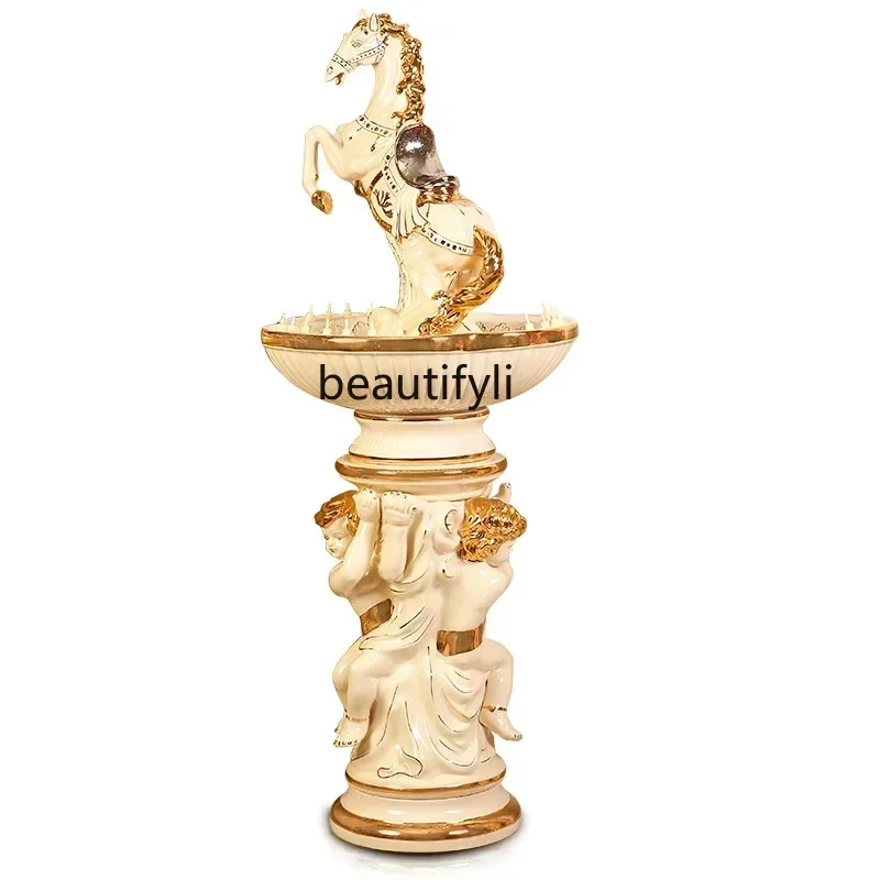 

Living Room Flowing Water Ornaments Wealth Large Floor Circulating Water Indoor Entry Lux Horse Elephant Decoration