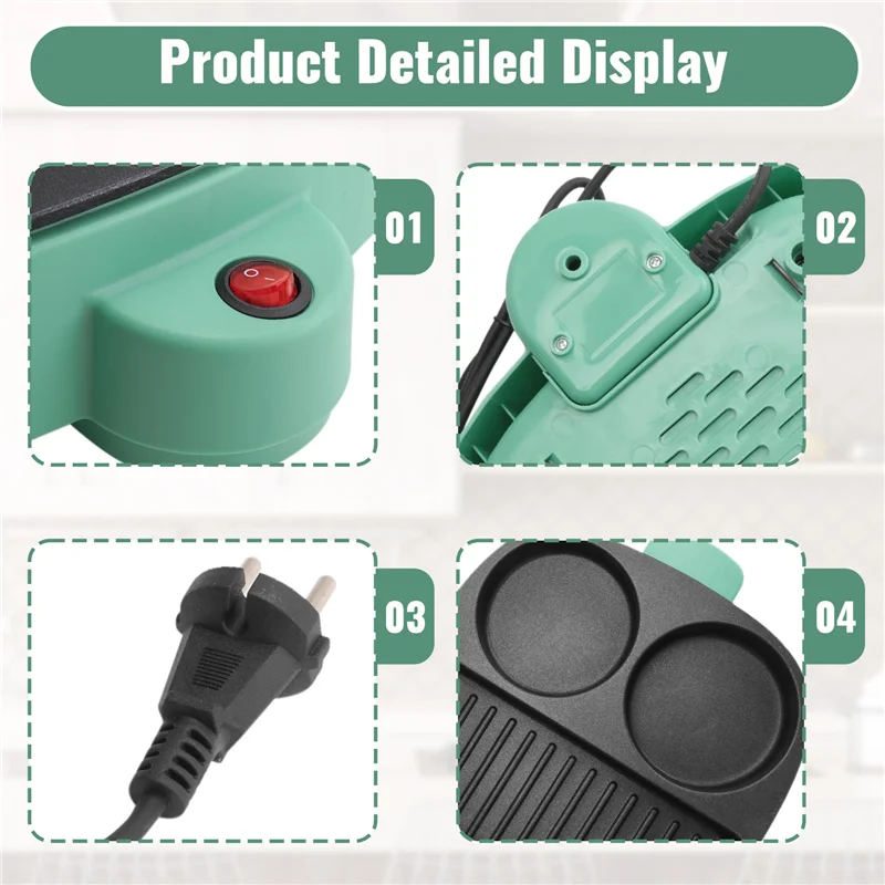 

3 In1 Breakfast Machine Multifunction Non-Stick Hotpot Small Flat Electric Frying Pan Food Steamer Steak Frying A EU Plug-AC08