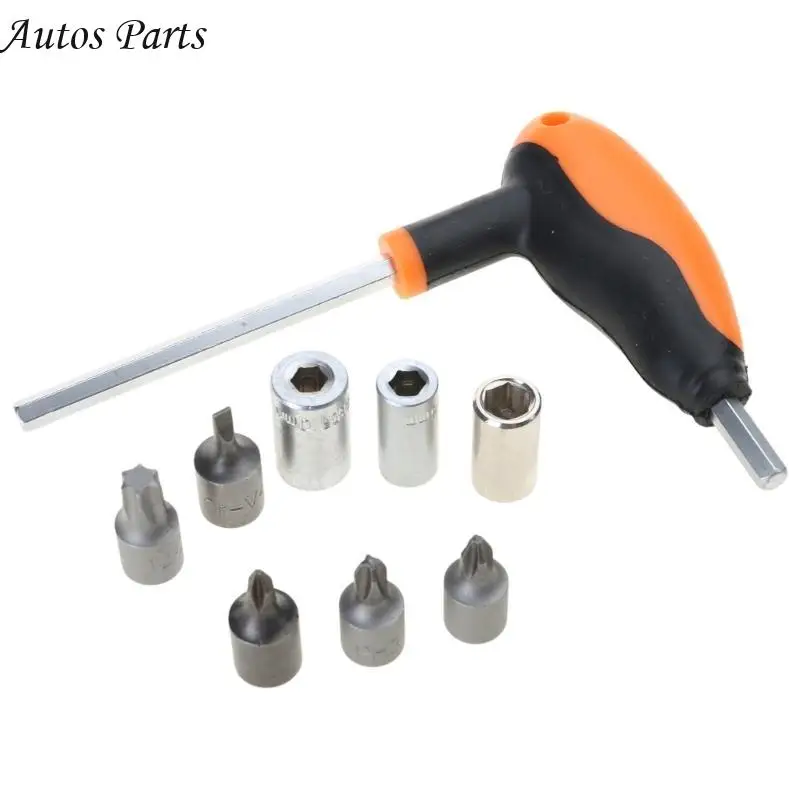 

57BA Skateboard Tools T-wrench with 6/8/10/45mm Bit Socket Bearing Remover Skateboard Mounting Hardware Repair Tool