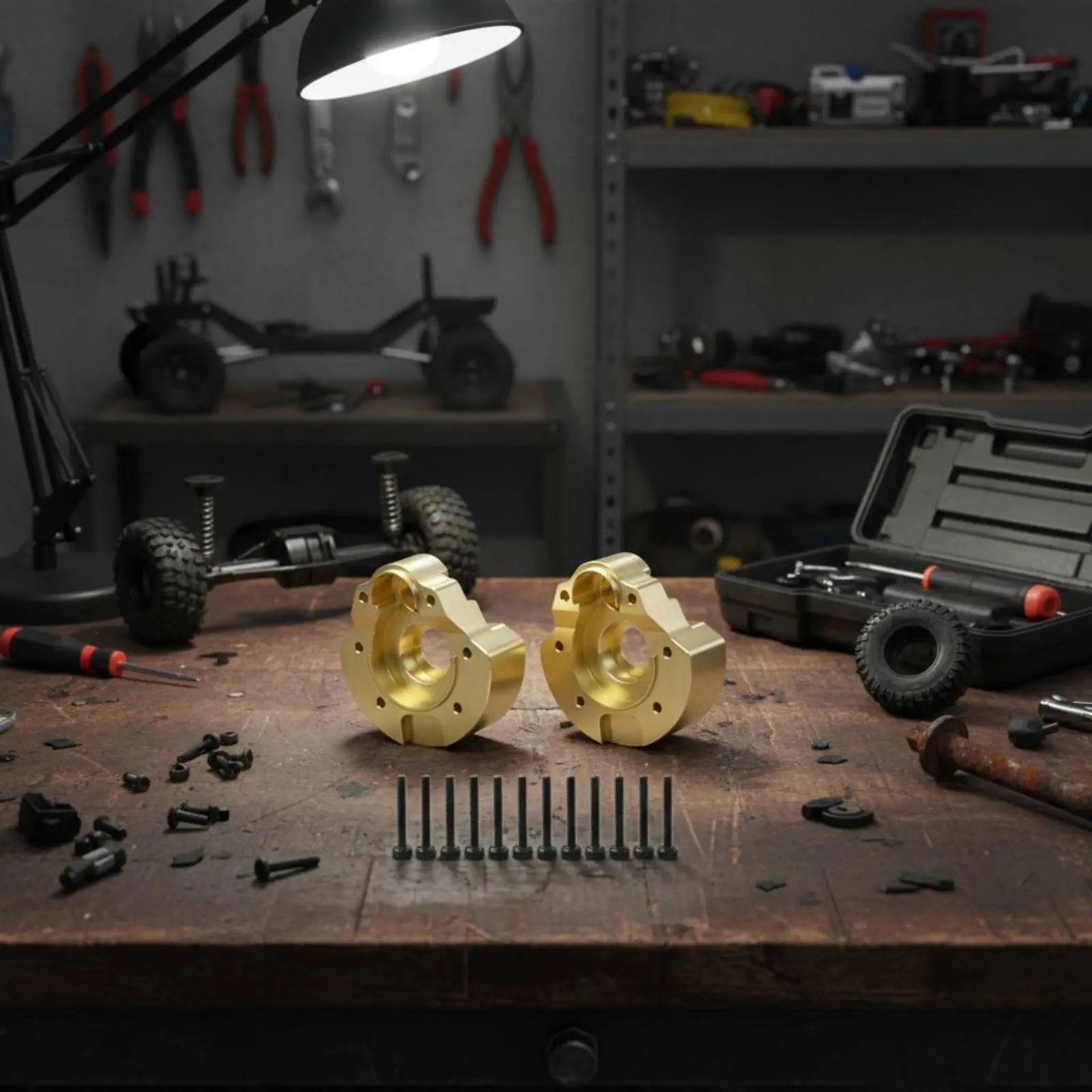 2 Pièces de contrepoids en laiton résistants à l'usure pour boîtier de pont, poids d'essieu et contrepoids de roue de crawler RC, pour abaisser le centre d'équilibre