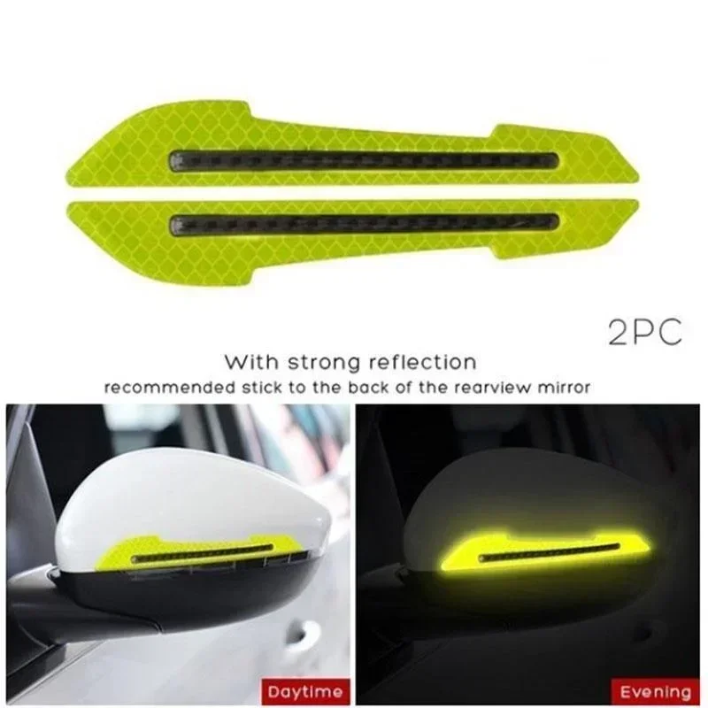 2pcs/set Car Rearview Mirror Reflective Sticker Safety Warning Reflective Sticker Car Rearview Mirror Decorative Strip