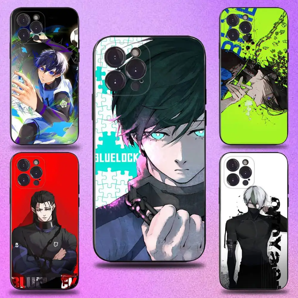 

B-blue lock Anime Phone Case For iPhone 16,15,14,13,12,11 Plus,Pro Max,XS,X,XR,SE,Mini,8,7,Soft Silicone Black Cover