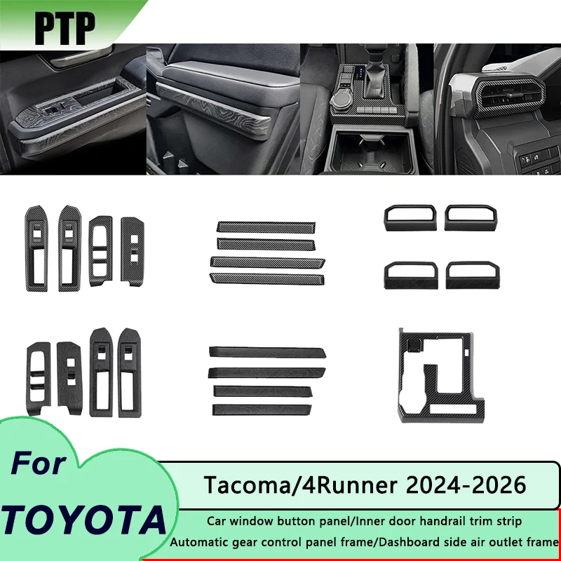 Interior Trim ABS Inner Door Handrail Window Switch Air Outlet Shift Panel Decorative Cover For Toyota Tacoma 4Runner 2024-2026