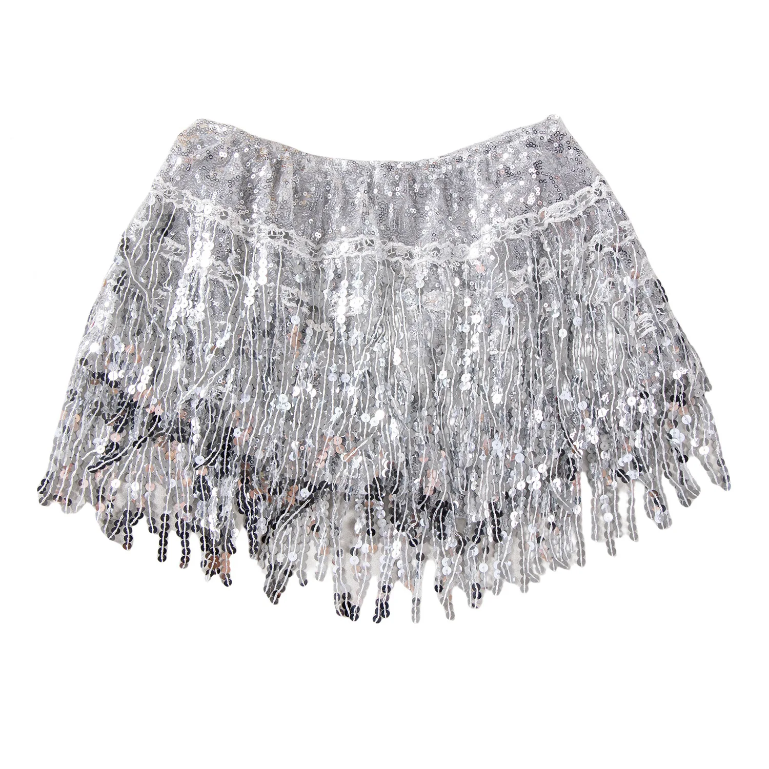 women's sequined fringed shorts skirts
