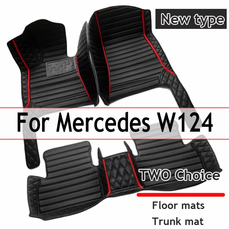 Custom Automotive Car Floor Mats For Mercedes W124 1985 1986 1987 1988 1989 Auto Luxury Leather Men Women Car Mats Full Coverage