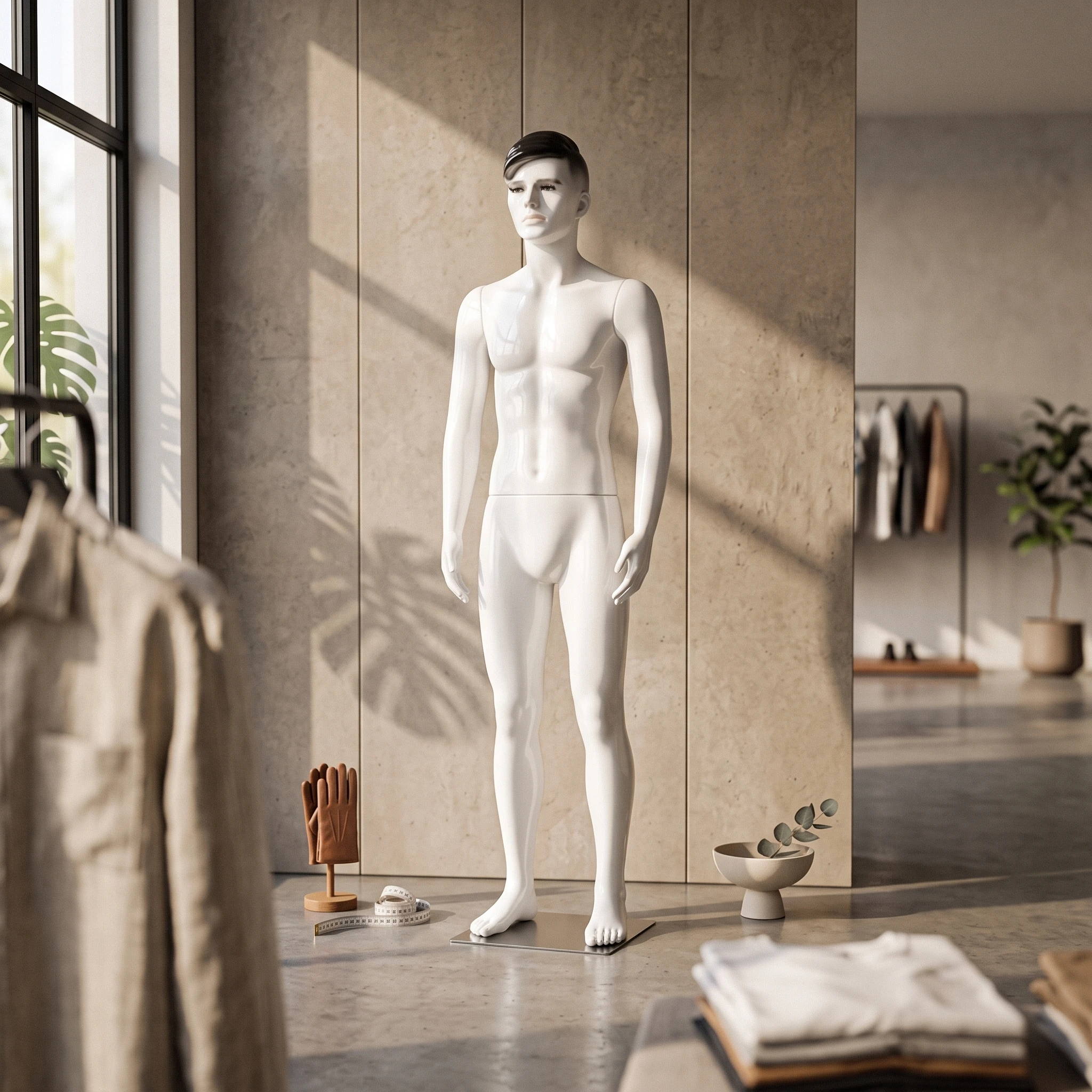 Male Full Body Mannequin Realistic Mannequin with Base Display Figure Glossy for Retailers, Clothing Store, Boutique