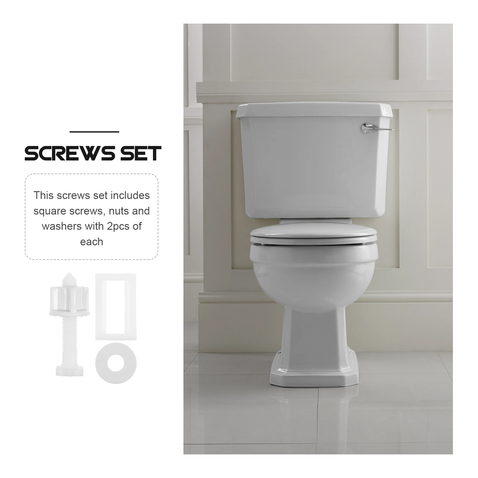 

2 Sets Toilet Cover Screw Seat Repair Kit Installation Accessories Lid Clips Automatic Fittings Screws Square