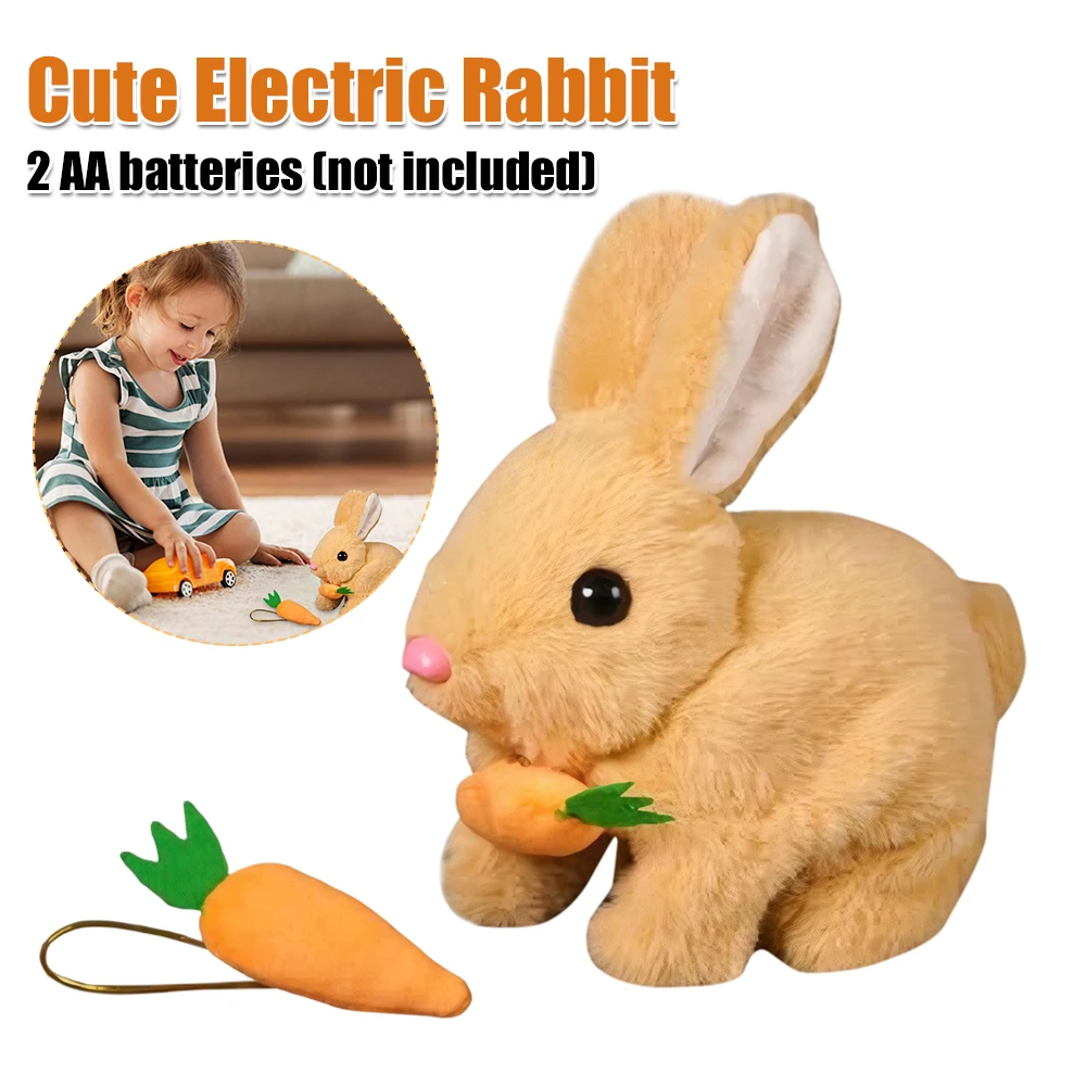 

Электронный интерактивный кролик с реалистичными движениями, милый электрический кролик с имитацией моркови, плюшевый, пластиковый, сенсорный, подарок