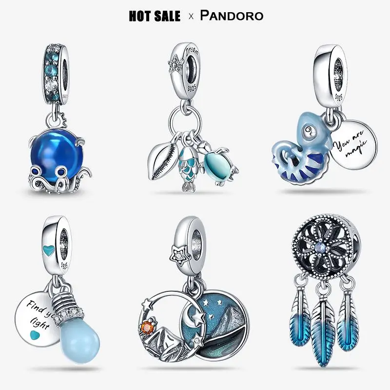 Queen Bee Pendant & Murano Glass Turtle Pendant & Murano Glass Cute Octopus Charm Women's Silver Pendant Beads Fit Pandora Charm