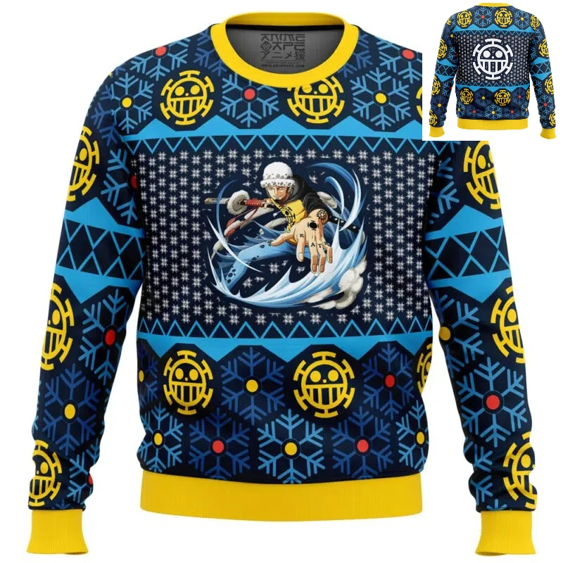 الخريف الرجال طاقم الرقبة قطعة واحدة Trafalgar D قانون المياه أنيمي عيد الميلاد البلوز الشتاء لينة مريح أنيق البلوز رياضية #5