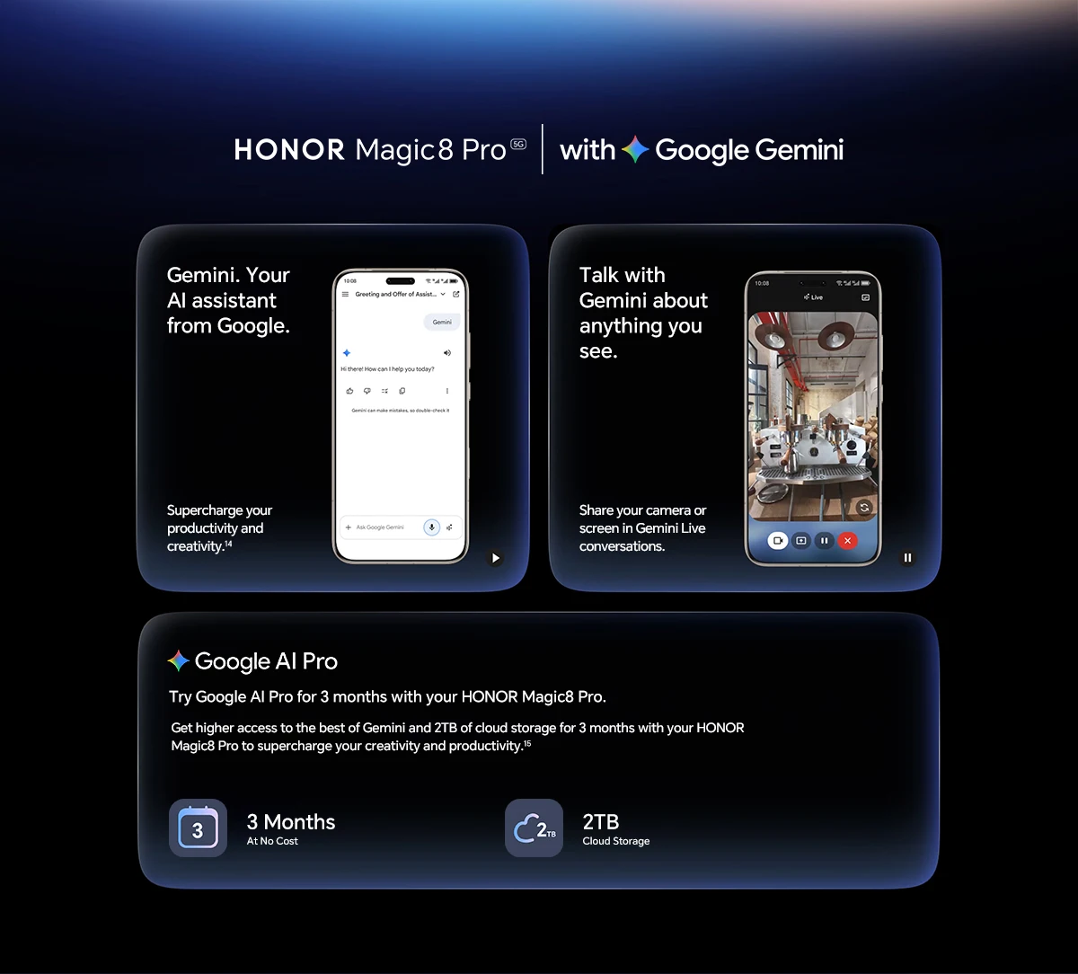 HONOR Magic8 Pro 12GB+512GB Global Version 5G Smartphone 6.71'' 120Hz OLED Display 200MP Cameras 7100mAh 100W SuperCharge