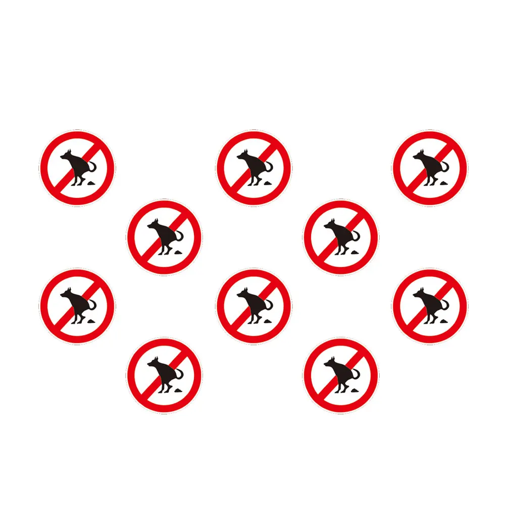 

10pcs 10 Sheets Waterproof Decal No Pet Pooping Sign Stickers Easy Attachment Double Adhesive Tape Smooth Surface Outdoor Use