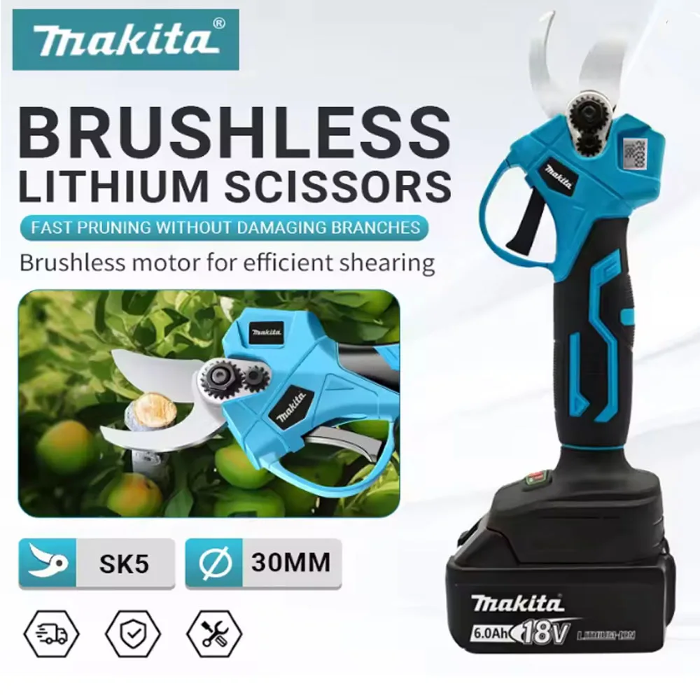 

New Makita Brushless Electric Scissors 18V Cordless Pruning Shears Multifunctional Fruit Tree Branche Cutter Garden Tool