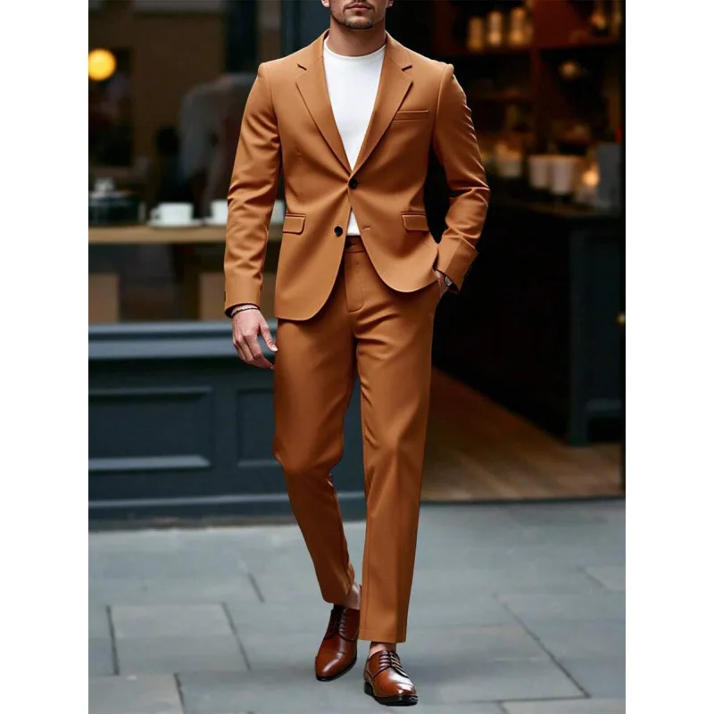 

Men's Linen Suit Special Wide Fit Double Slit No Button Autumn Collection Fashionable Casual Style No Brand Registered Trademark