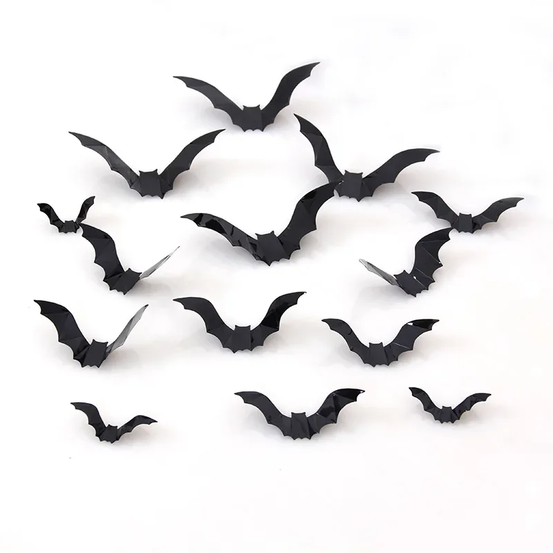 12/16/32pcs 3D Black PVC Bat Wall Sticker decorazione di Halloween per la festa di casa fai da te Bar puntelli spaventosi bambini bomboniere decalcomanie da parete