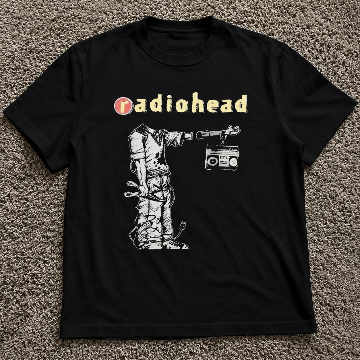 Vintage Radiohead-Muster Bedrucktes T-Shirt für Männer und Frauen, Baumwolle, Locker Geschnitten, Lässiges Kurzarm-T-Shirt, Herren-T-Shirts, Herrenbekleidung – Detail 6