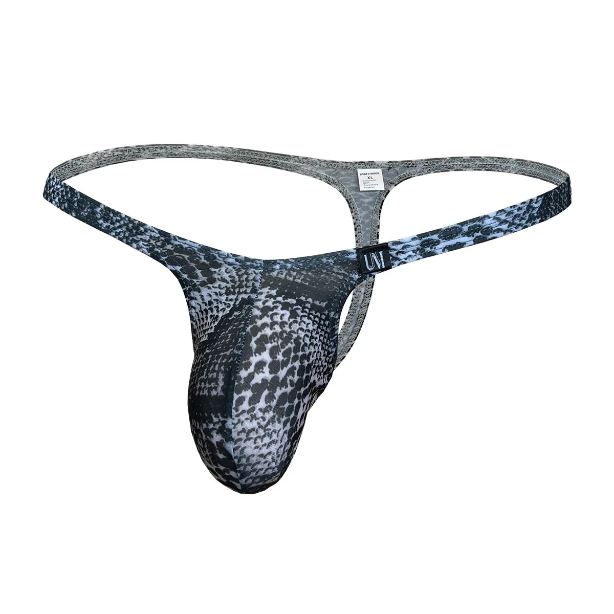 Low Rise Printed Pattern Thong for Men Panties, Soft Ice Silk Stereo Pouch, Elastic Fashion Sexy Male T-back Underpants