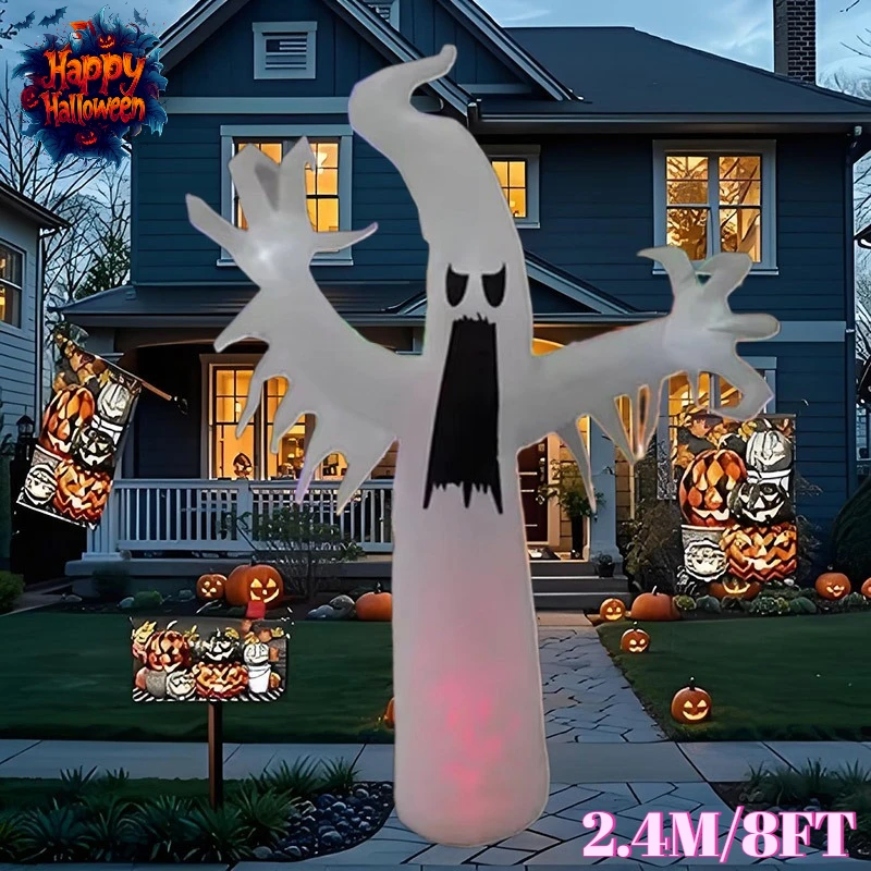 

2.4M/8FT Halloween Inflatable Toys Flame LED Light Ghost Decoration Inflatable Model Outdoor Holiday Party Garden Layout Props