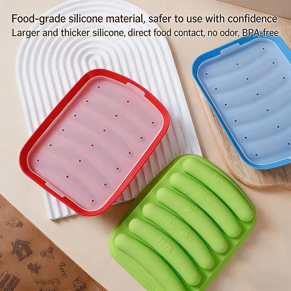 Silicone Sausage Maker Mould DIY Ham Hot Dog Making Moulds With Lid Kitchen Household Sausages Cake Baking Tools Molds view 5