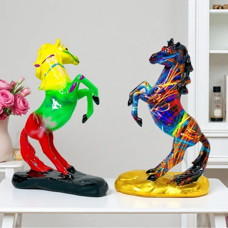 1pc Nordic Style Jumping Horse Ornaments Office Living Room Entrance Decoration Resin Handicrafts Home Decoration