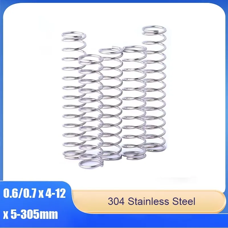 

304 Stainless Steel Long Compression Spring Wire Diameter: 0.6/0.7 Round Line Y-type Compression Spring Length 5~305mm
