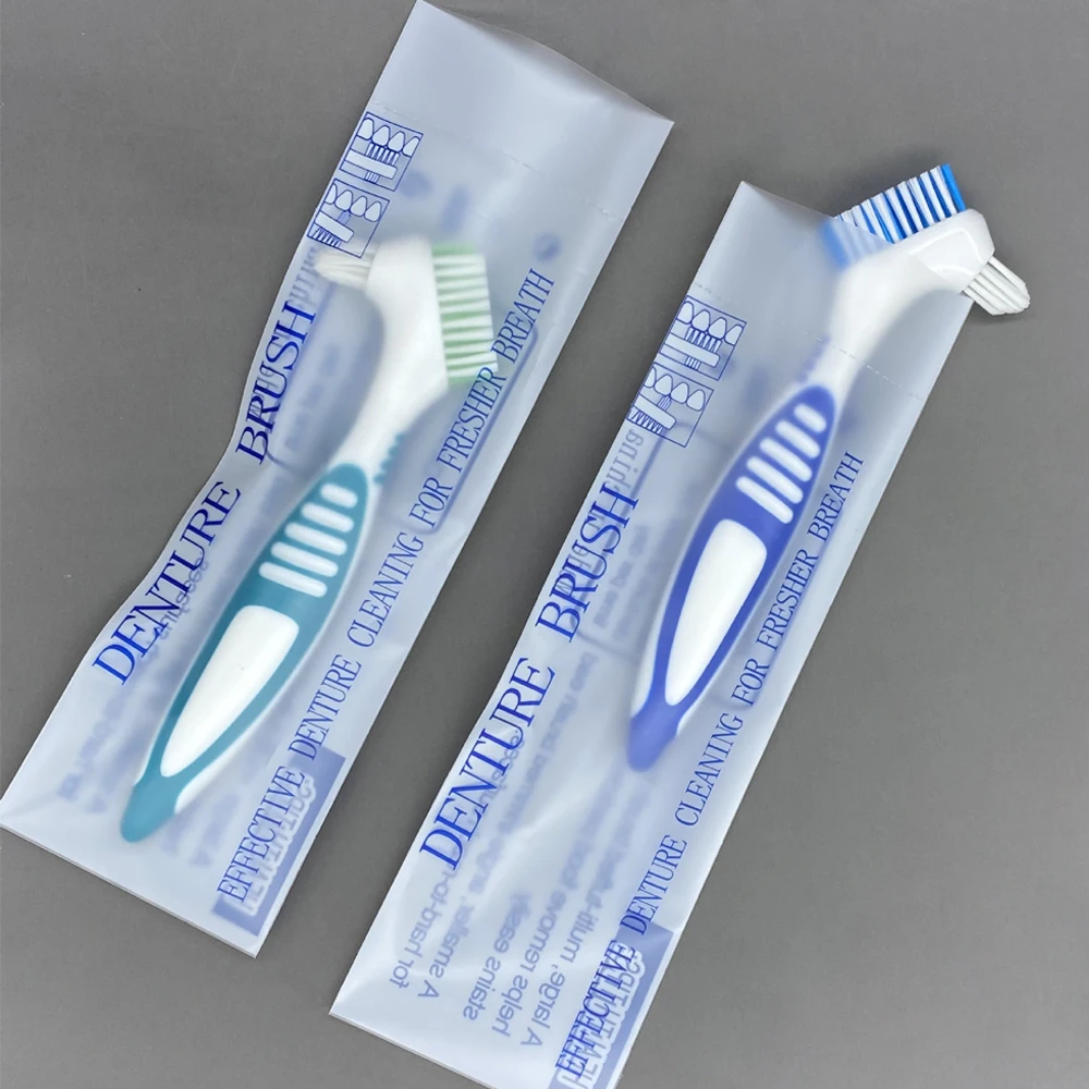 30 Pcs Multi-color Premium Angled Double Bristle Toothbrushes, Individually Packed, Dental Care Supplies for Denture Cleaning