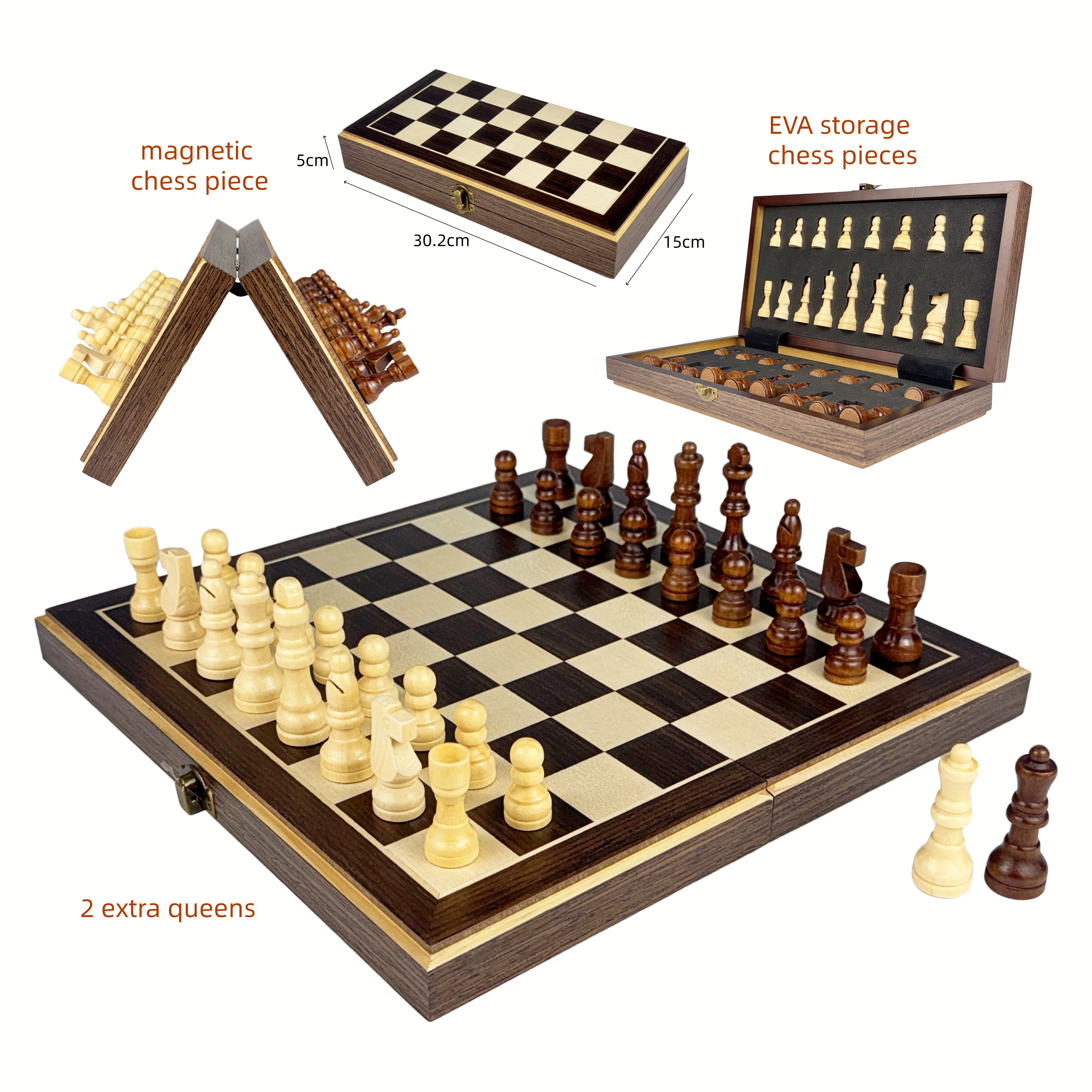 High-end 12 Inch Luxury Magnetic Chess Wooden Board Game with Chess Table-Kids Educational Gift