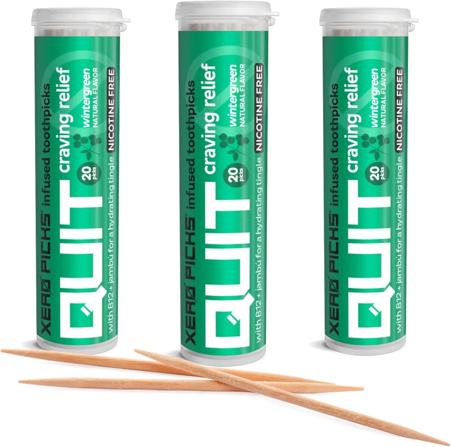 

Picks Infused Flavored Toothpicks to Help Quit Smoking - Nicotine Free 60 Picks 3 Pack Wintergreen NonGMO Kosher Vegan