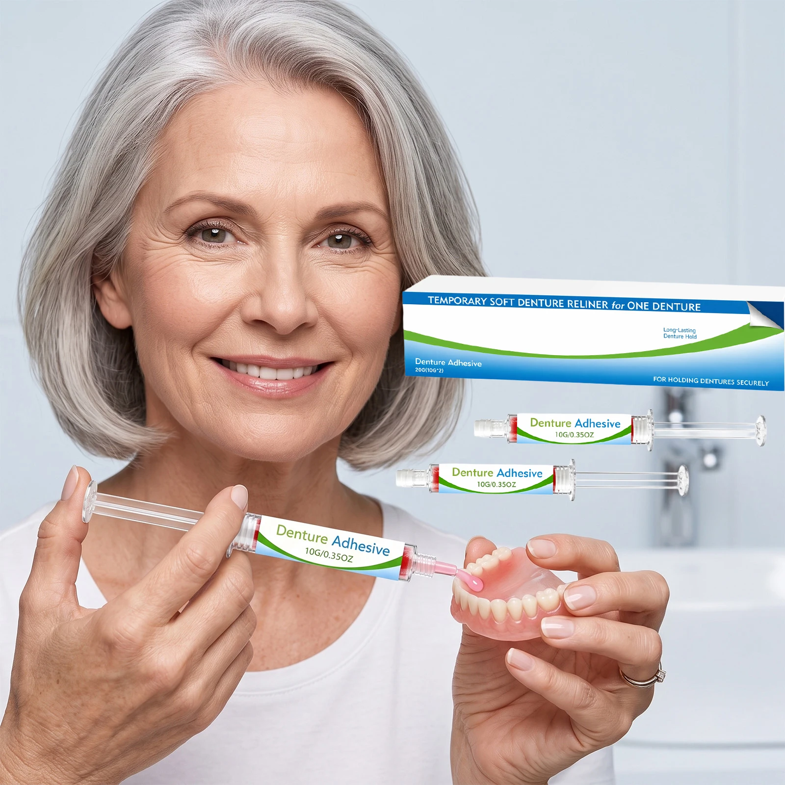 Denture Adhesive Set Natural Comfortable Stable Hold Fitting Denture Care Prevent Sliding Buffer Gum Discomfort Health Care 20g