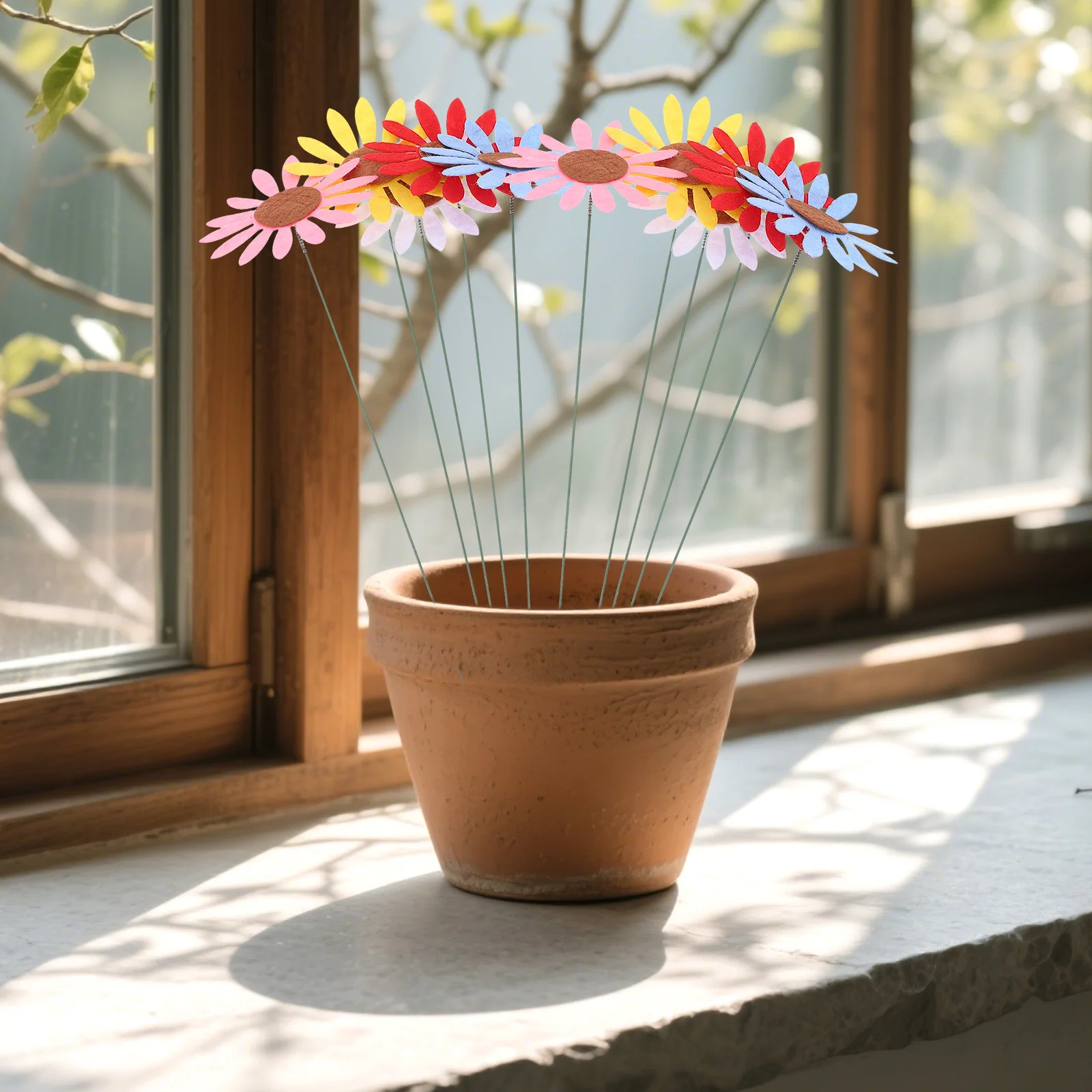 

10Pcs Garden Decor Stakes Colorful Flower Lawn Ornament for Outdoor Yard Spring Decoration Decorative Stake for Party Garden