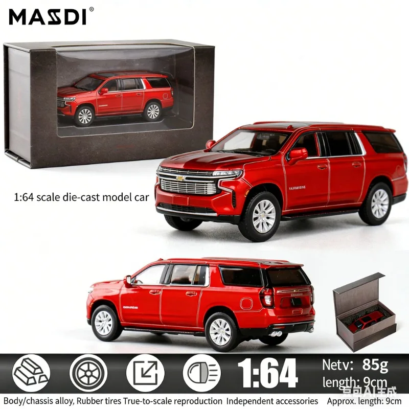 

MASDI 1:64 Модель внедорожника Chevrolet из литого сплава, коллекционная, для взрослых, декоративная, игрушка для мальчиков