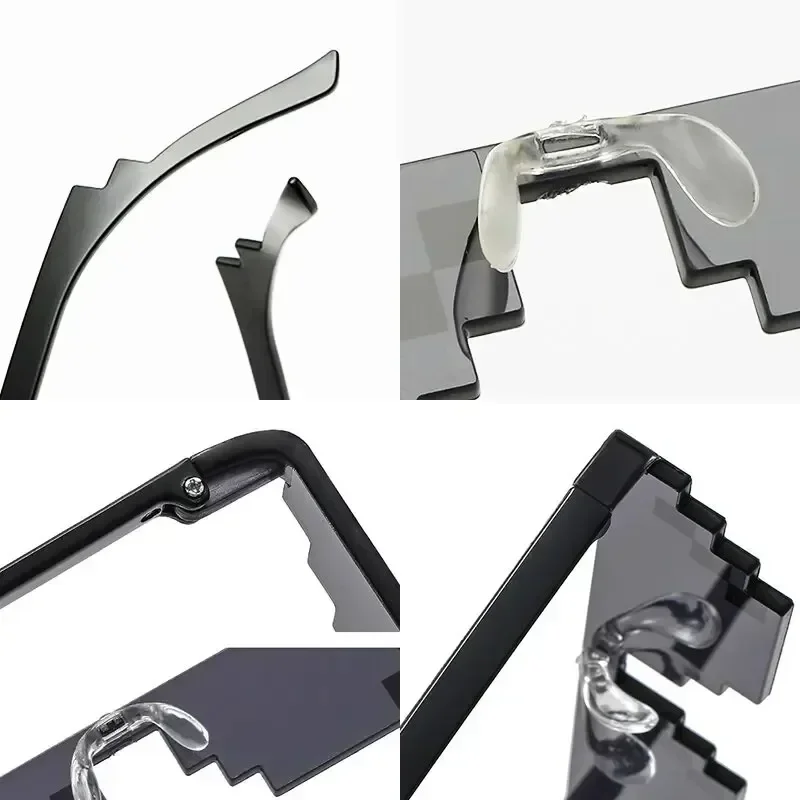 جديد 1/2/3/6 قطعة فسيفساء نظارات النظارات الشمسية الرجال النساء بكسل العصرية كول سوبر حفلة مضحك خمر ظلال نظارات نظارات