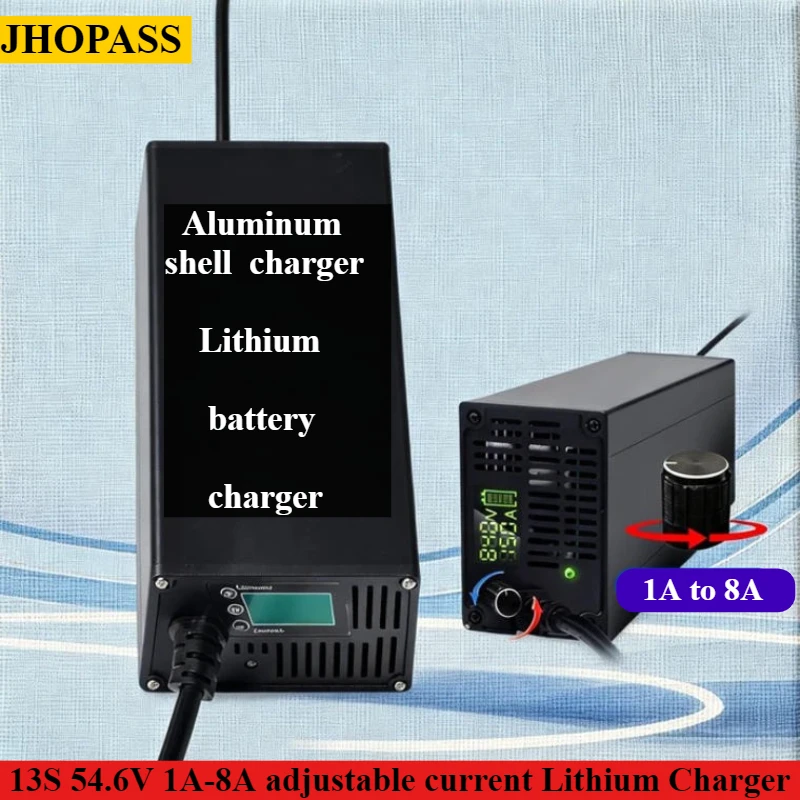 HD Smart 13S LCD  54.6V 1A to 8A adjustable current  LiFePO4 Lithium Charger Forklift truck Floor scrubber 220V UK US EU AU Plug