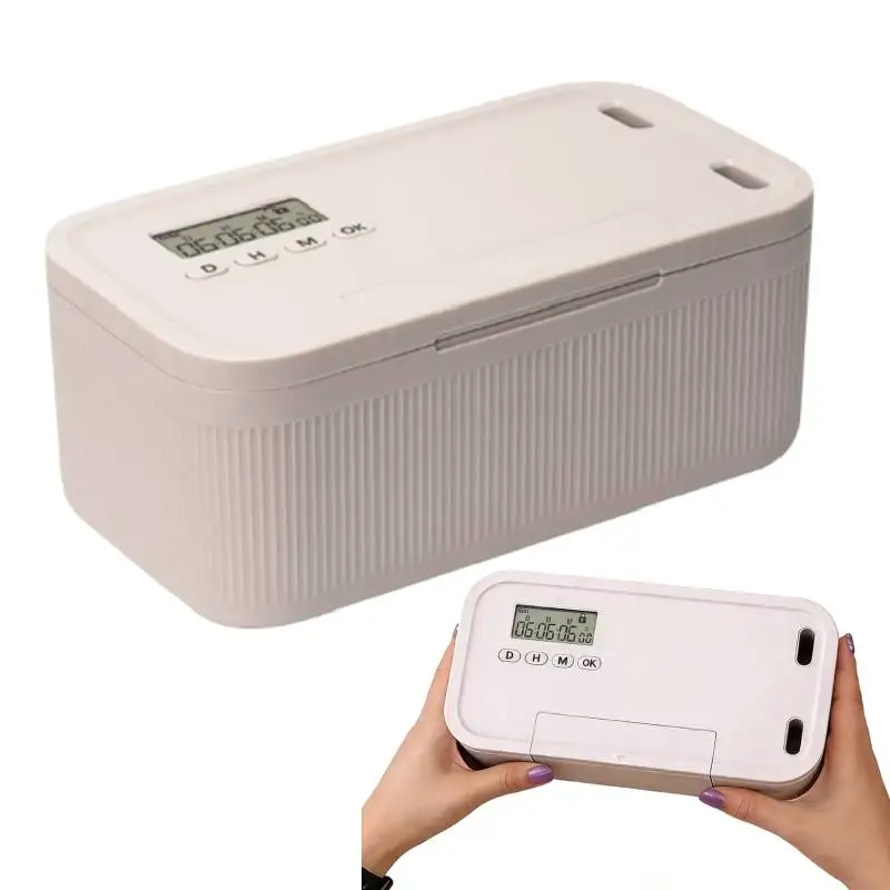 Safe Timed Lock Box, Phone Lock Box with Timer Unplug from Phones, Self-Control Lockable Storage Box, Video Games,Social Media