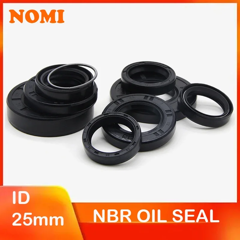 NBR Oil Seal TC- ID 25mm 25*31/32/34/35/37/38/40/42/44/45/47/50/52/55/60/62*4/5/6/7/8/10/12mm Nitrile Rubber Shaft Double Lip