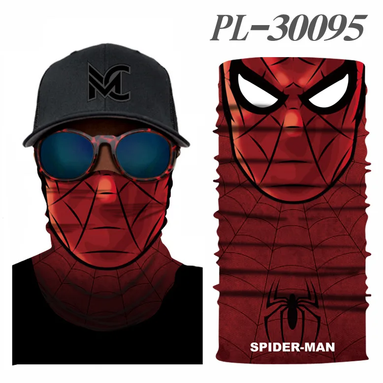 Spiderman Series Mask Cartoon Animation 3D Camo Digital Print Seamless Headband Sport Quick Drying Sunscreen Bib  One Piece