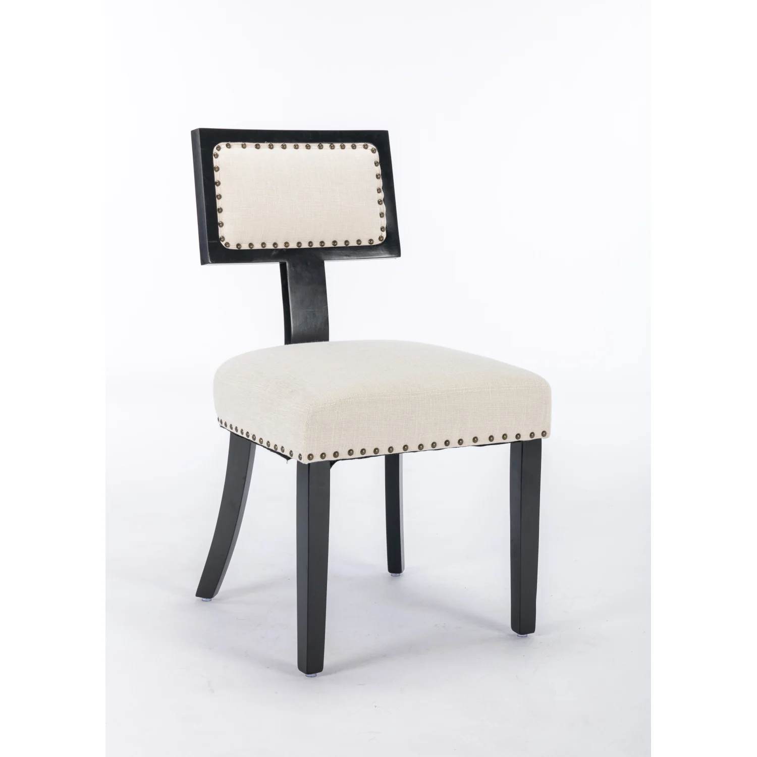 Heng Ming T back dining chair, with rivet decoration adjustment mat, suitable for dining room, kitchen, balcony, bedroom,set of