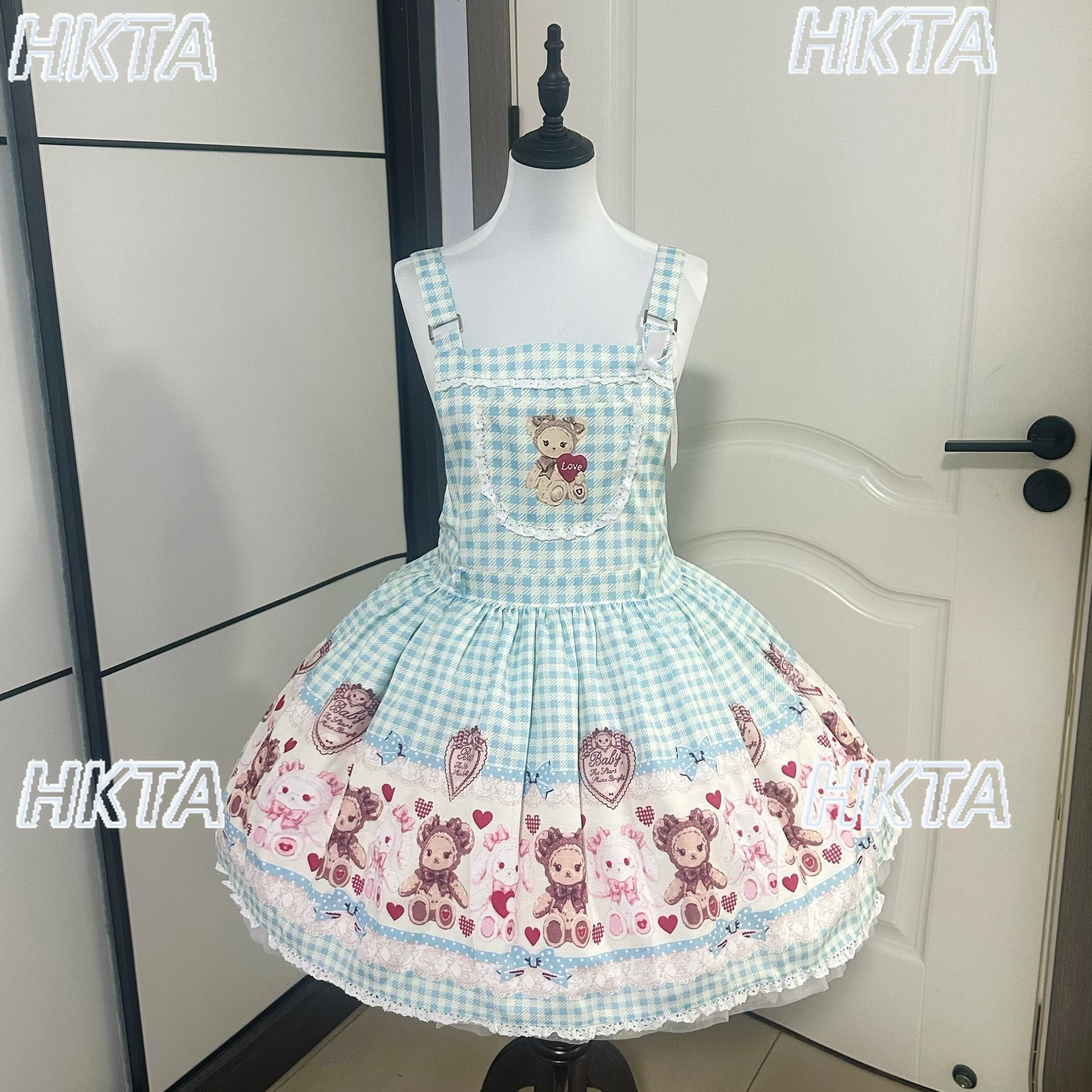 달콤한 로리타 귀여운 만화 레이스 스티칭 리본 스트랩 드레스 볼 가운 JSK 소녀들 카와이 공주 다용도 짧은 드레스 여성용