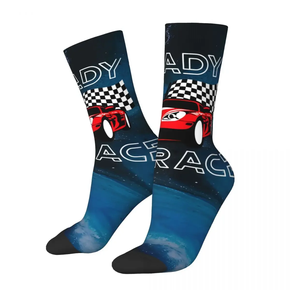 Crazy compression Themed Sock for Men Harajuku Ready To Race Quality Pattern Crew Sock Novelty