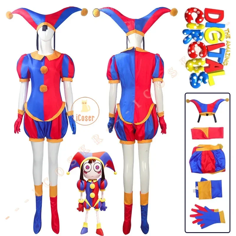 SN88 Pomni Cosplay Costume The Amazing Digital Circus Ragatha Jax Caine Cartoon Uniform Jumpsuit Halloween Party Kids Children A