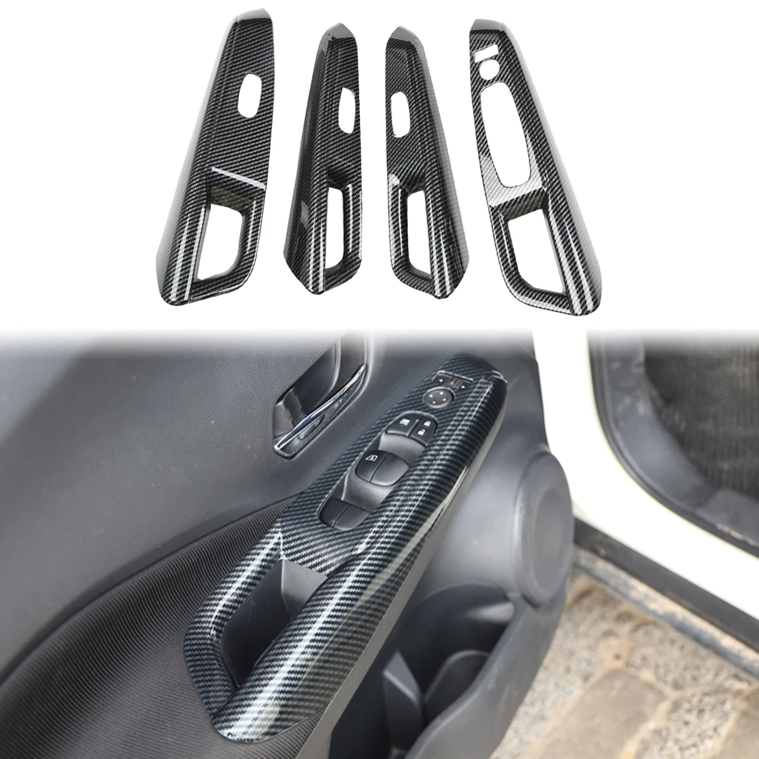 ¡Para Nissan Kicks 2017-2021 LHD! Embellecedor de cubierta de botón de interruptor de elevación de ventana de reposabrazos de puerta Interior de coche 4 Uds