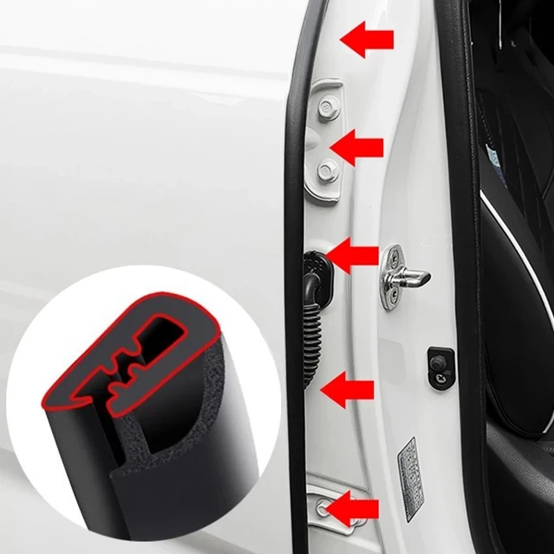 Car Door Seal Strip Rubber Car Door Side Sealing Weatherstrip For Car Waterproof Noise Insulation Sealant Auto Protection