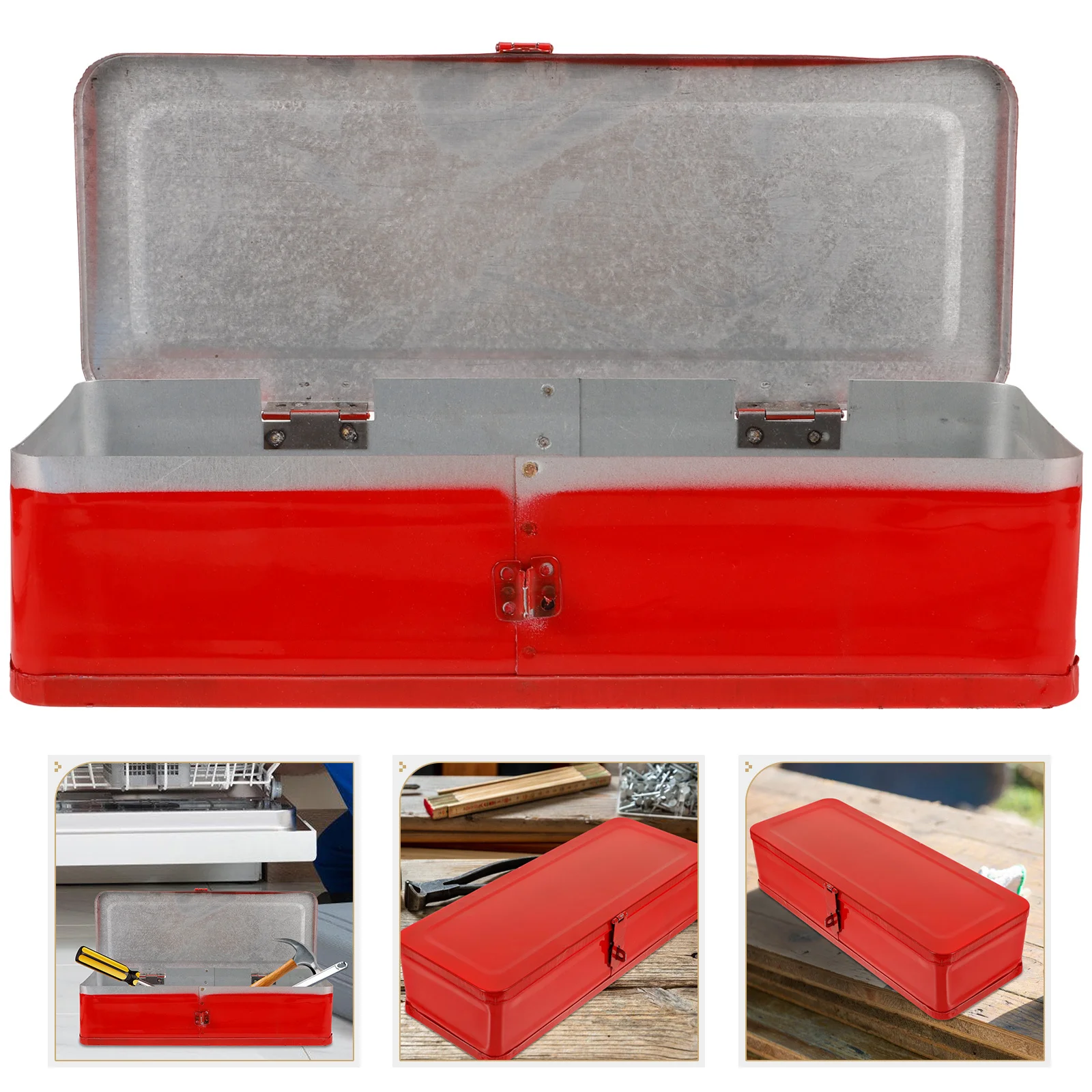 Thickened Iron Tool Box Large Capacity Portable Metal Toolbox Car Tool Organizer Storage Container Heavy Duty Mechanics Tools